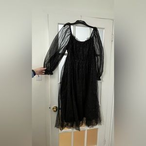 Black and gold tulle dress